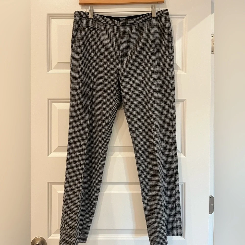 Marc Jacobs Women's Career Classic Black and Gray Checkered Wool Pants Size 6